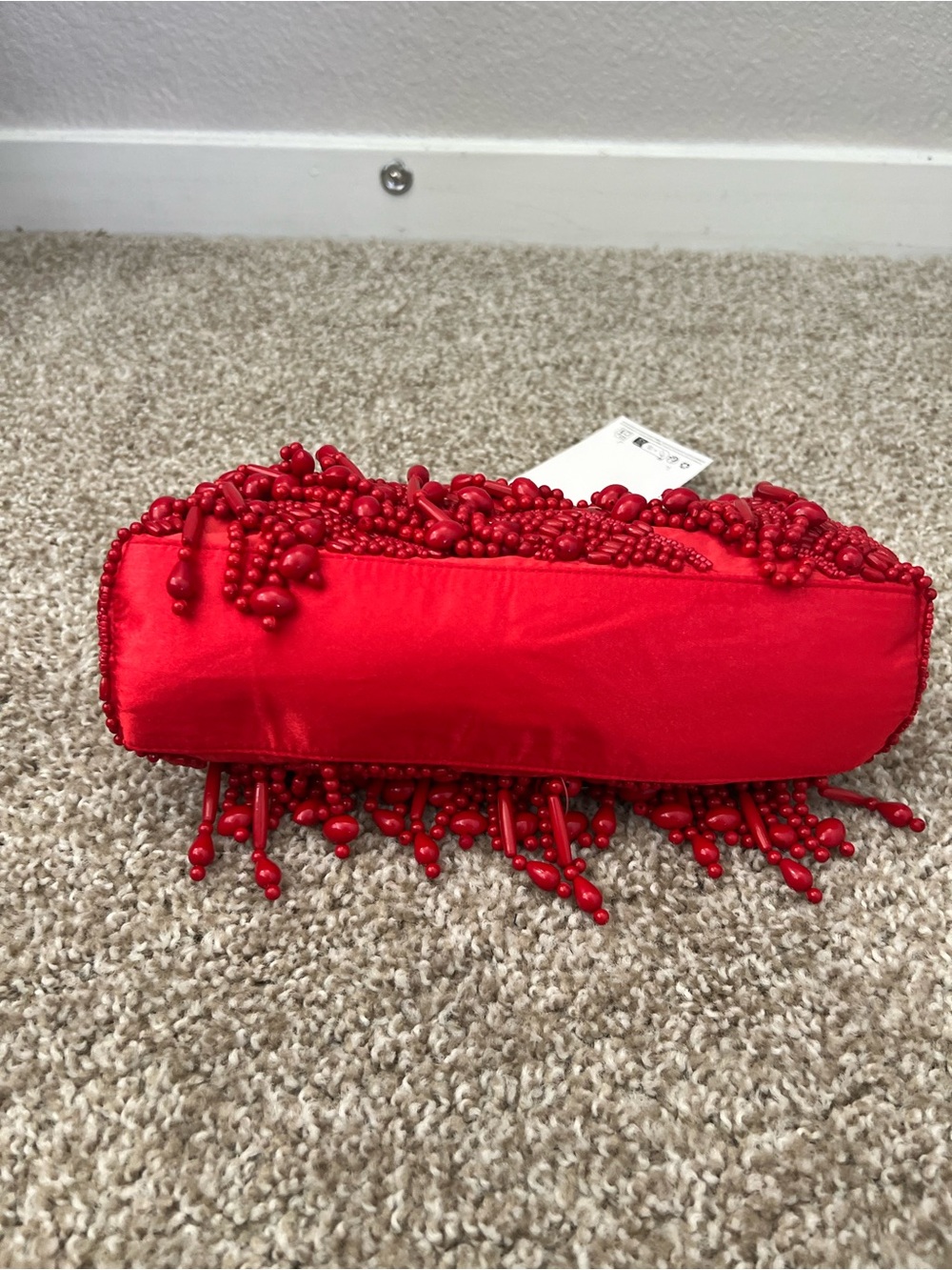 Topshop Red Beaded Embellished Mini Clutch Bag NWT - Picture 7 of 8